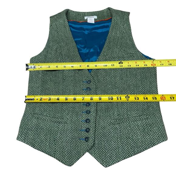 Sundance Wool Blend Vest Women's Herringbone Tweed XS Green Academia Preppy Prep - Picture 6 of 7